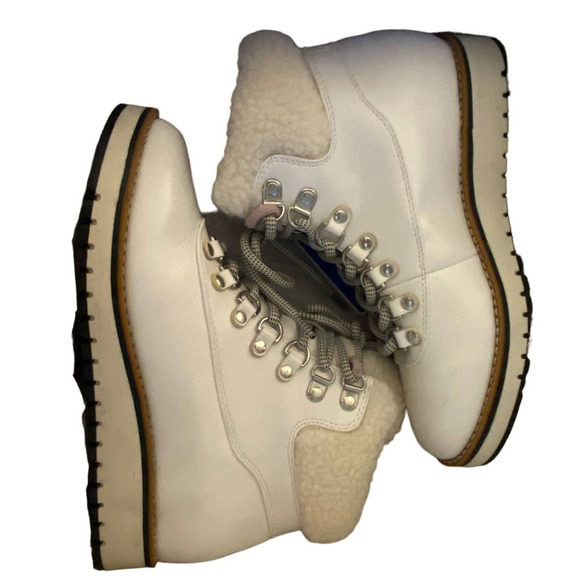 White Mountain White Leather Shearling Lined Hiking Boot - Picture 2 of 9